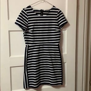 Navy Blue and White Striped Dress